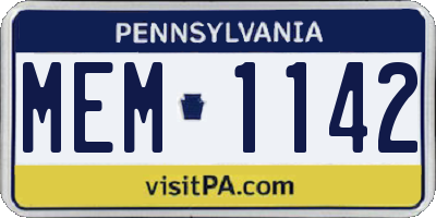 PA license plate MEM1142