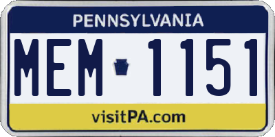 PA license plate MEM1151