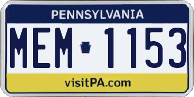 PA license plate MEM1153