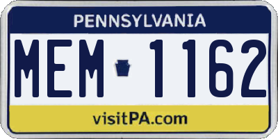 PA license plate MEM1162