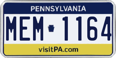 PA license plate MEM1164