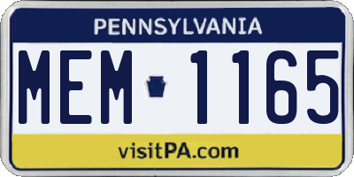 PA license plate MEM1165