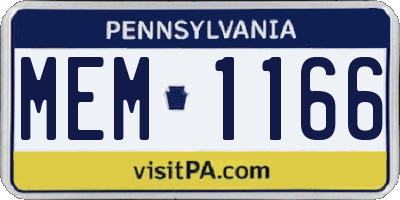 PA license plate MEM1166