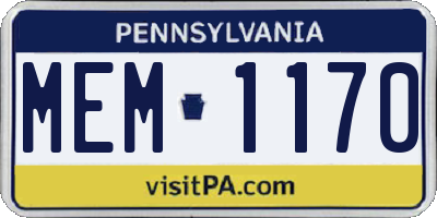 PA license plate MEM1170