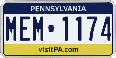 PA license plate MEM1174