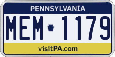 PA license plate MEM1179