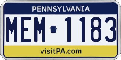 PA license plate MEM1183