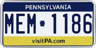 PA license plate MEM1186