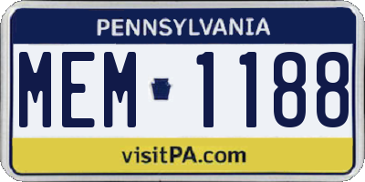 PA license plate MEM1188