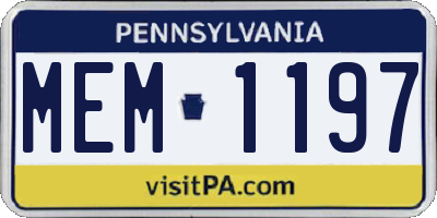 PA license plate MEM1197