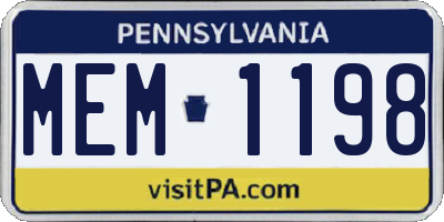 PA license plate MEM1198