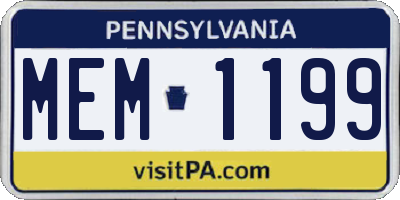PA license plate MEM1199