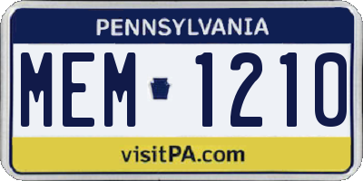 PA license plate MEM1210
