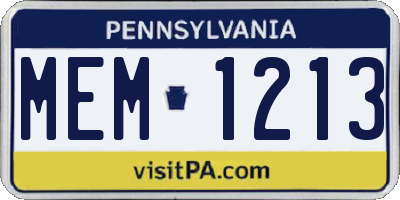 PA license plate MEM1213