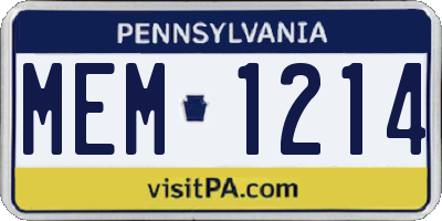 PA license plate MEM1214