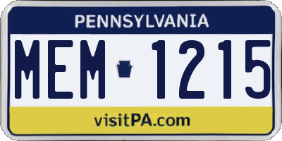 PA license plate MEM1215