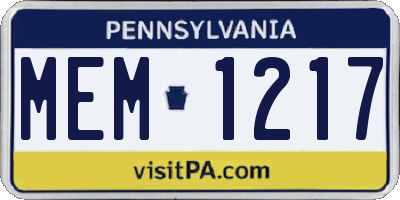 PA license plate MEM1217