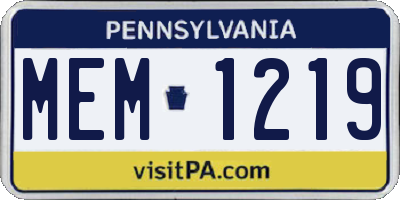 PA license plate MEM1219