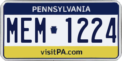 PA license plate MEM1224