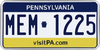 PA license plate MEM1225