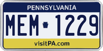 PA license plate MEM1229