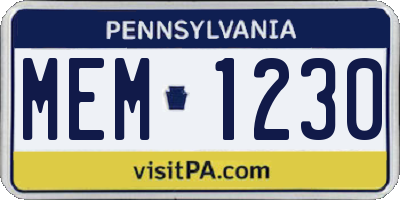 PA license plate MEM1230