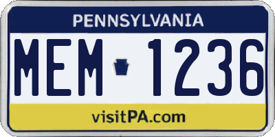 PA license plate MEM1236
