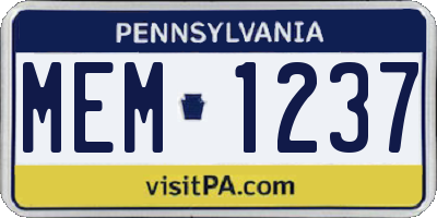 PA license plate MEM1237