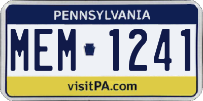 PA license plate MEM1241