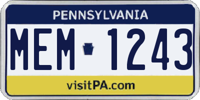 PA license plate MEM1243