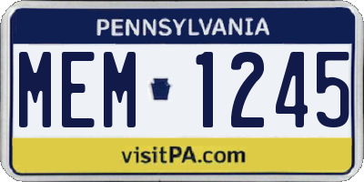 PA license plate MEM1245