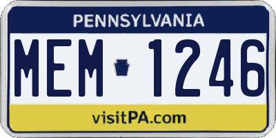 PA license plate MEM1246