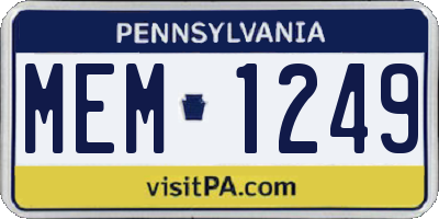 PA license plate MEM1249