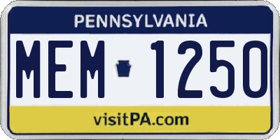 PA license plate MEM1250