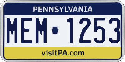 PA license plate MEM1253