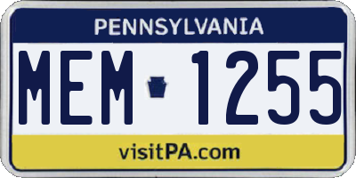 PA license plate MEM1255