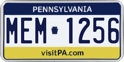 PA license plate MEM1256