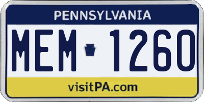 PA license plate MEM1260