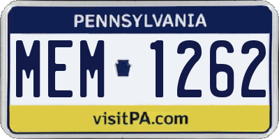 PA license plate MEM1262