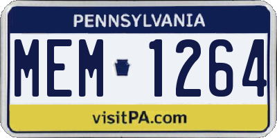 PA license plate MEM1264