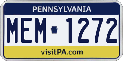 PA license plate MEM1272