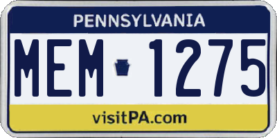 PA license plate MEM1275