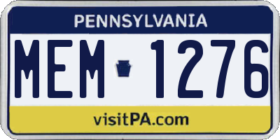 PA license plate MEM1276