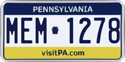 PA license plate MEM1278