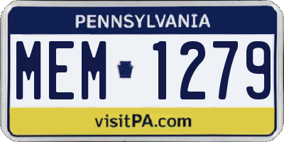 PA license plate MEM1279