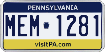 PA license plate MEM1281