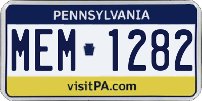 PA license plate MEM1282