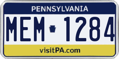PA license plate MEM1284
