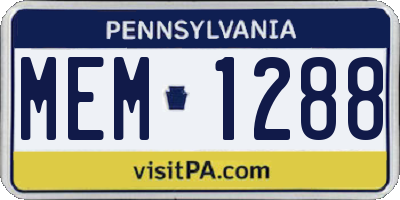 PA license plate MEM1288