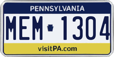 PA license plate MEM1304